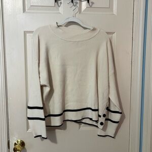 Adrianna Papell Cream Sweater with Black Stripes